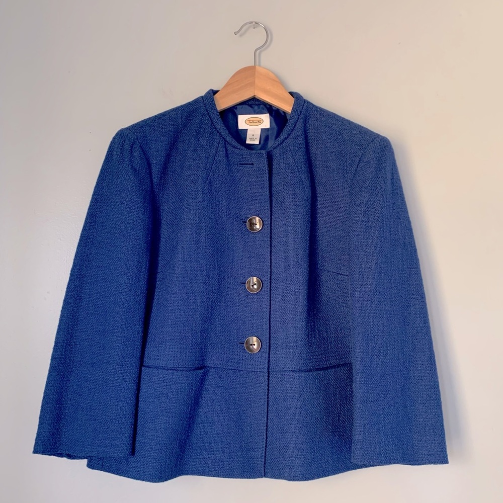 Talbots Cotton Blend Tweed Structured Blazer Jacket